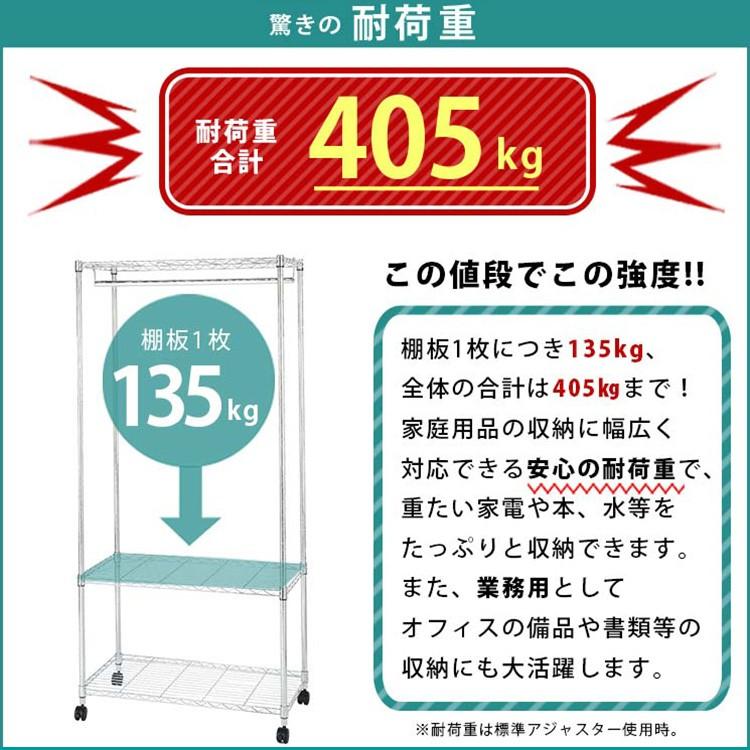 ハンガーラック 幅75 3段 収納棚付き ワードローブ 衣類収納 洋服掛け コートハンガー ハンガーポール ルミナス スチール 奥行45 クローゼット IZM25-76183_7