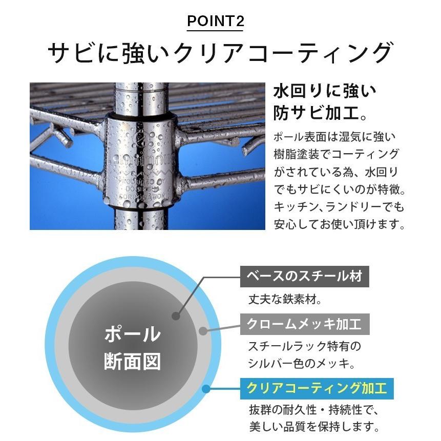 ラック つっぱり スチールラック 幅60 奥行45 高さ220-280 5段 メタルラック 家庭用 突っ張り 地震対策 ルミナス スリム 収納 本棚 MMH60-5T｜an-non｜07