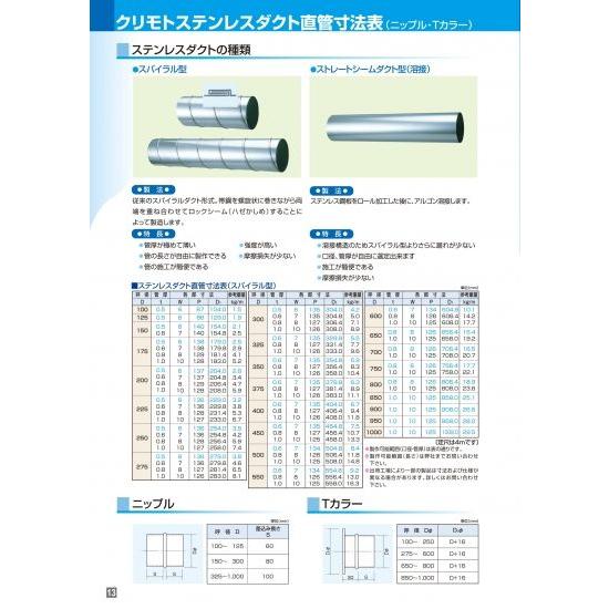 ステンレス製ストレートシームダクト　板厚1.5ｔ　350Φ