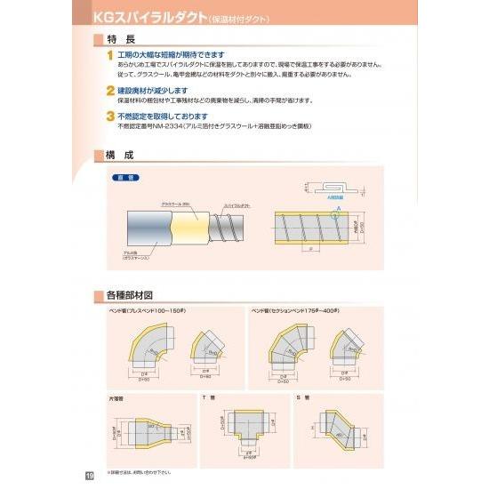 KGスパイラルダクト（保温材付ダクト）　長さ2m　375Φ