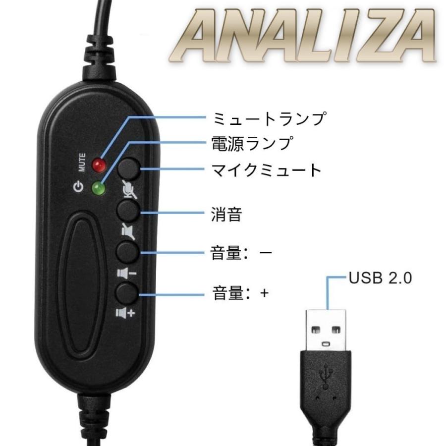 ヘッドセット WEB会議用 テレワーク用 USB 片耳 音量調整 ミュート 在宅勤務 オンライン Web skype 会議 コールセンター ビデオチャット｜analiza｜06