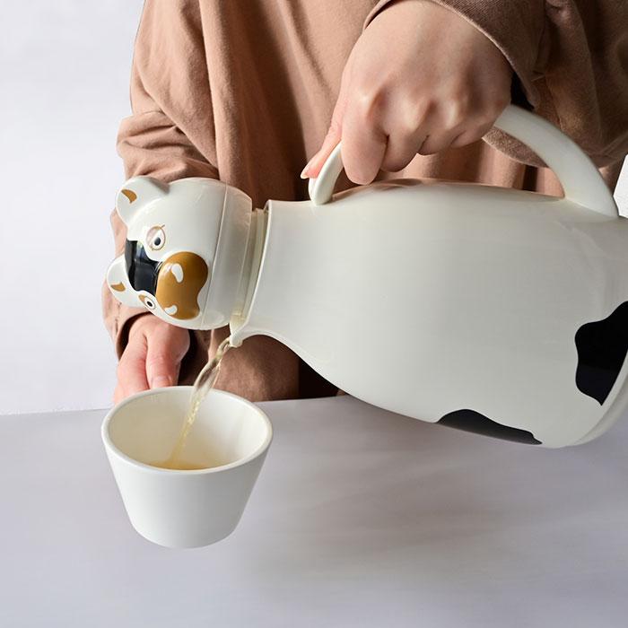 helios ヘリオス 魔法瓶 サーモキャット カウ 1L 保温 保冷 ポット 