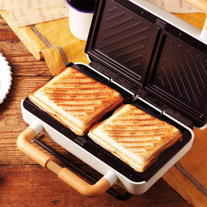 ホットプレートにもなる ホットサンドメーカー 耳まで 2枚焼き 電気 あなろ インテリア雑貨 通販 Yahoo ショッピング