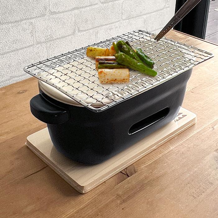 かもしか道具店 陶の炭火コンロ 角 | 一人用 耐熱陶器 直火 家呑み