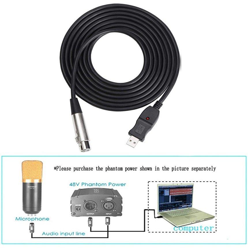 USB マイクロフォンケーブル ケーブル 3M XLRプラグ マイクロフォン