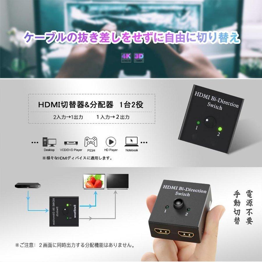 HDMI 切替器 分配器 双方向 4K 60HZ hdmiセレクター 3D 1080P対応 1