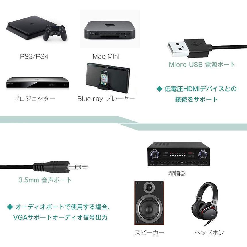 VGA to HDMI 変換 アダプター VGA to HDMI Adapter VGA to HDMIコンバーター オーディオ付き 1080p ビデオ出力 音声出力 送料無料｜anami-store｜04