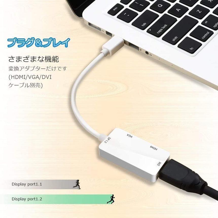 Mini Displayport to HDMI DVI VGA 3in1 変換 アダプター  Thunderbolt to HDMI Surface pro 対応 ビデオアダプタ Mac Book 送料無料｜anami-store｜06