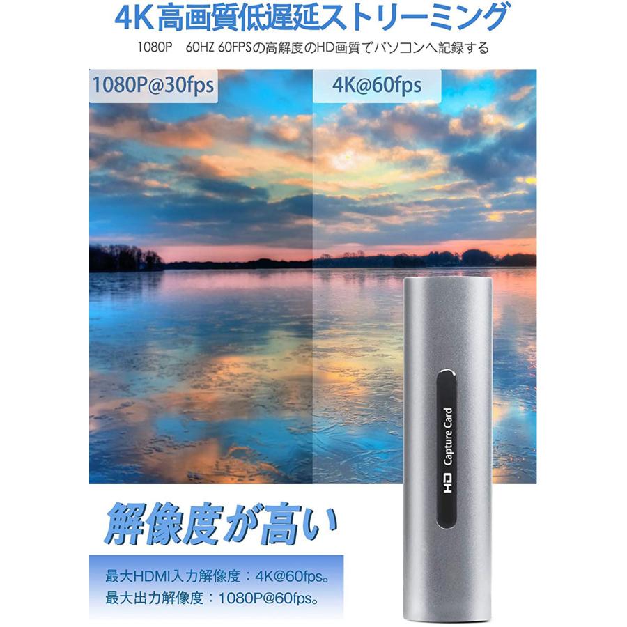 爆買 HDMI キャプチャーボード ゲームキャプチャー 4K 1080p 60fps ビデオキャプチャー 超小型 パススルー機能付きゼロ遅延 スマホ用