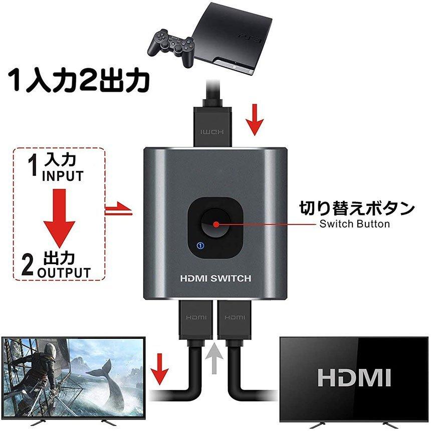 HDMI切替器 HDMI分配器 双向セレクター １入力２出力 ２入力１出力 4K 3D 1080P対応 HDCP1.4 双方向 手動 電源不要 WII 送料無料｜anami-store｜04