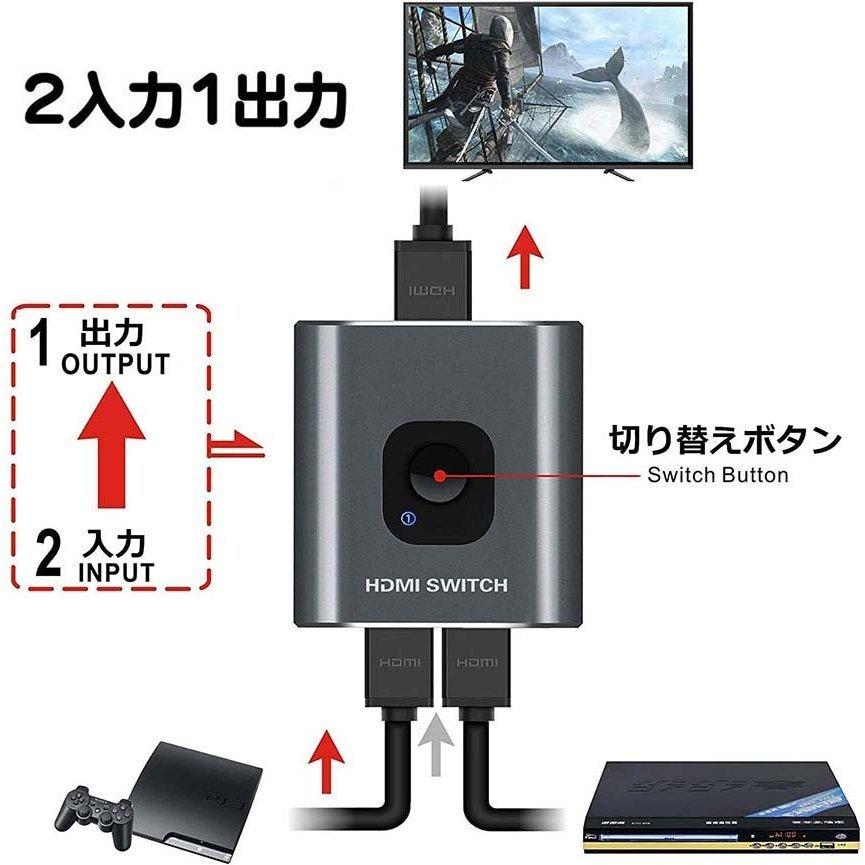 HDMI切替器 HDMI分配器 双向セレクター １入力２出力 ２入力１出力 4K 3D 1080P対応 HDCP1.4 双方向 手動 電源不要 WII 送料無料｜anami-store｜05