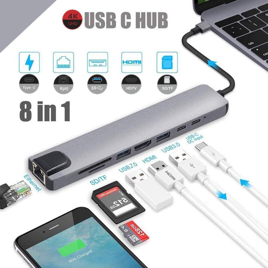 USB C ハブ Type C 8in1 HUBマルチ変換アダプター 87W PD出力 LANポート USB Cポート 4K 30HZ 高画質 HDM 送料無料｜anami-store｜03