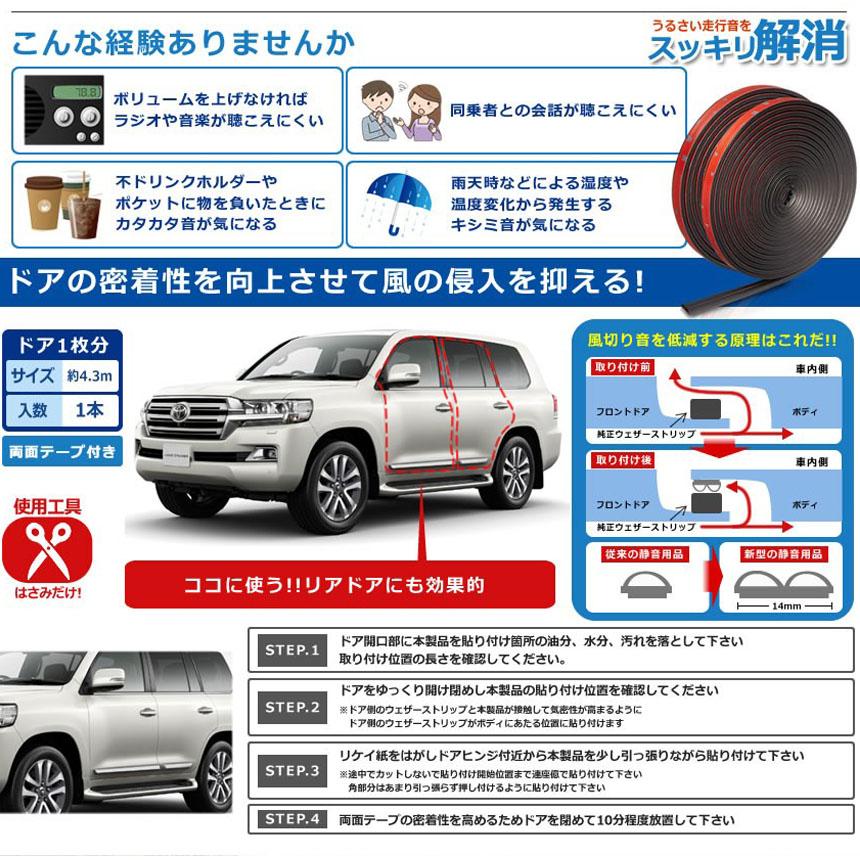 車用 静音ライナー 4個セット 風切り音 防止 騒音防止テープ テープ