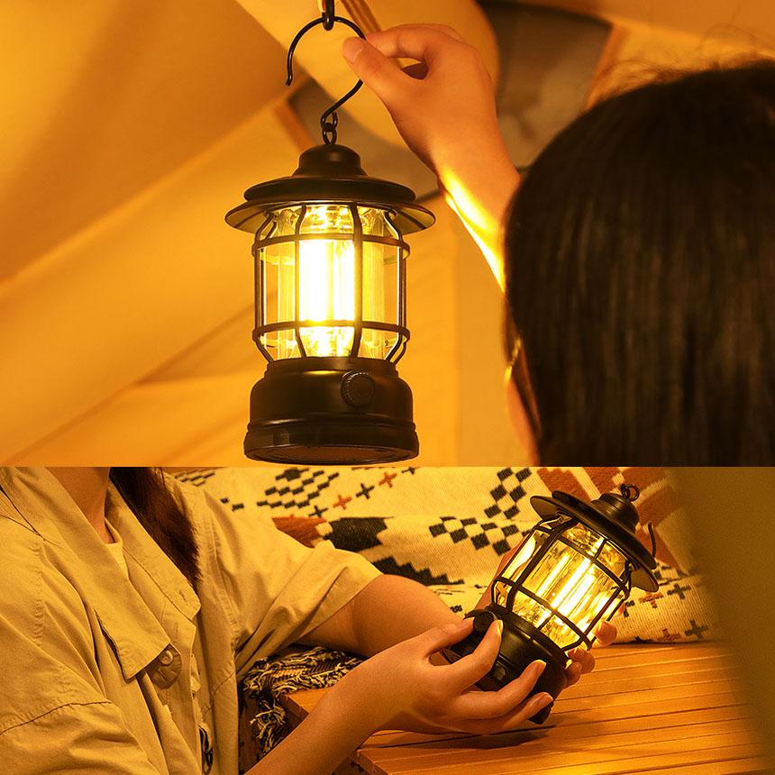 爆買 ランタン 屋外 おしゃれ LED レトロ 無段階調光 USB充電式 小型