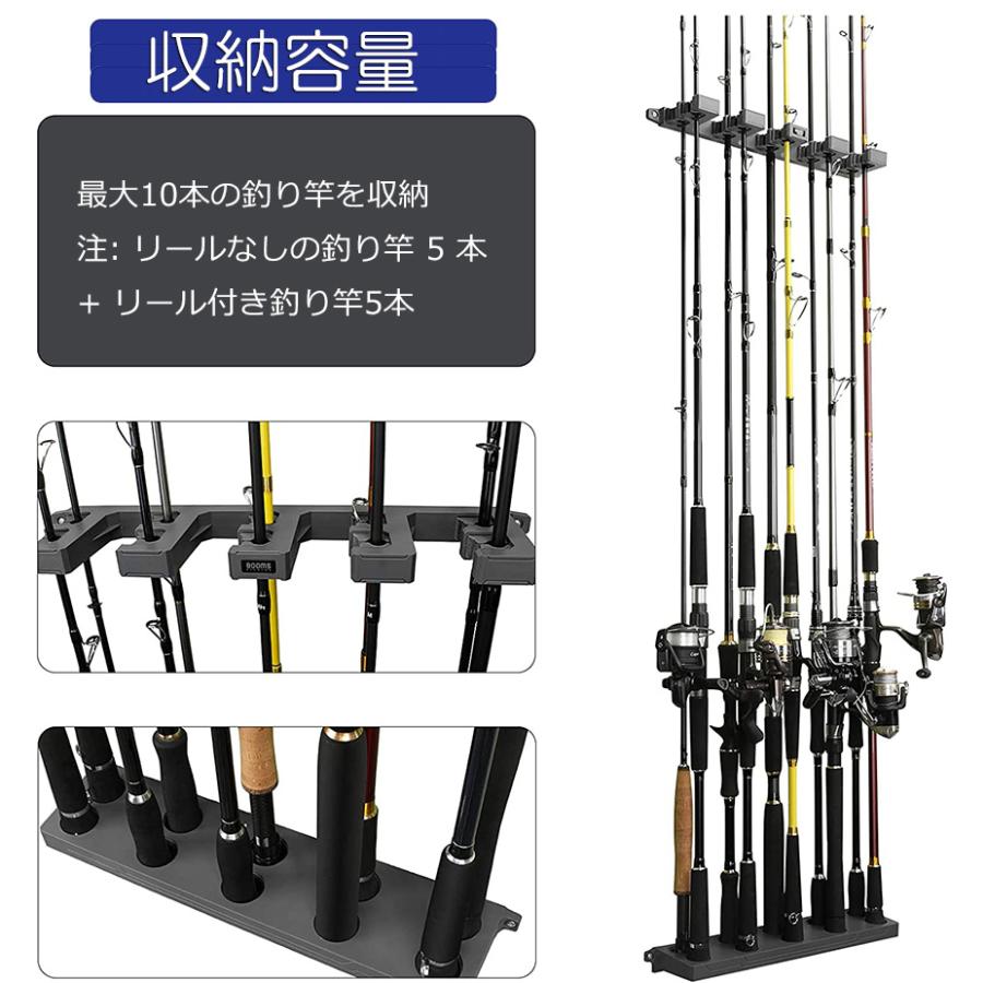 ロッドスタンド 釣り竿収納 釣りスタンド 釣り竿ホルダー 2列 4個セット 縦壁棒ラック 釣り竿ホルダー フィッシング 釣りスタンド 収納ツール_2