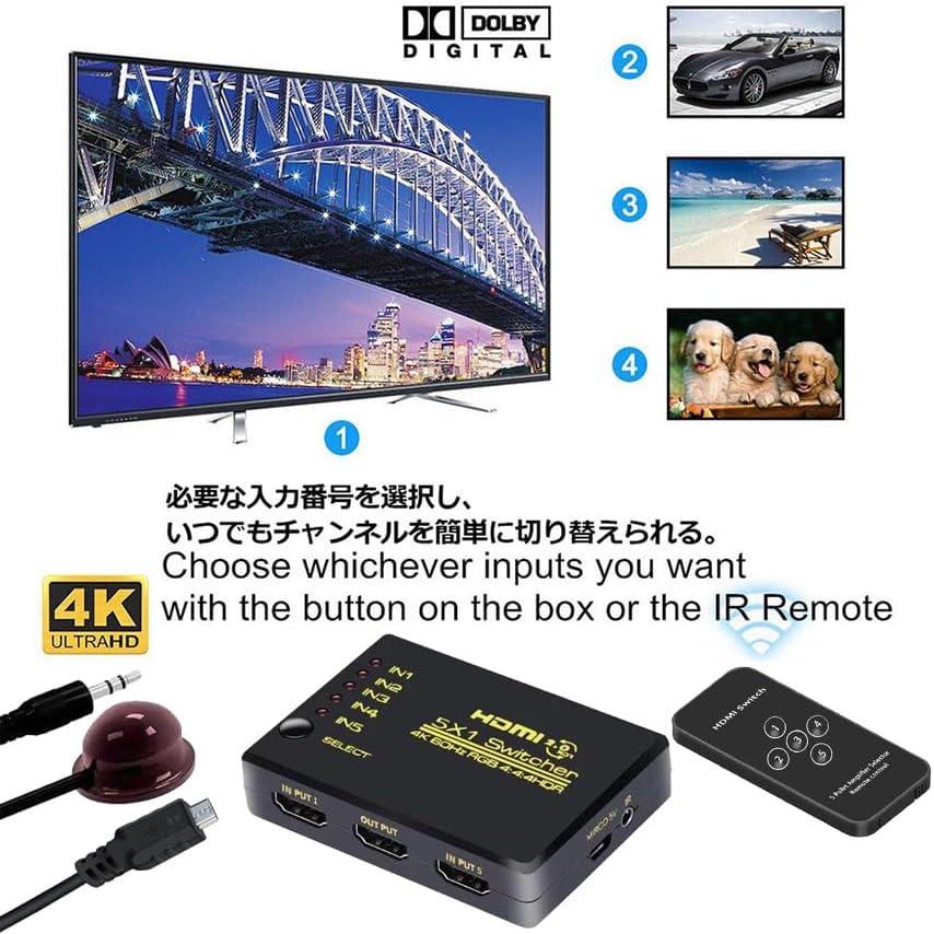 HDMI切替器 スイッチ HDMI分配器 2個セット 5入力1出力 HDMI2.0b HDR