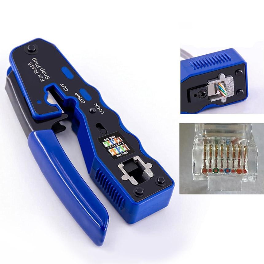 圧着工具 かしめペンチ LAN ケーブル 製作 RJ45 CAT6A CAT6 CAT5E 対応