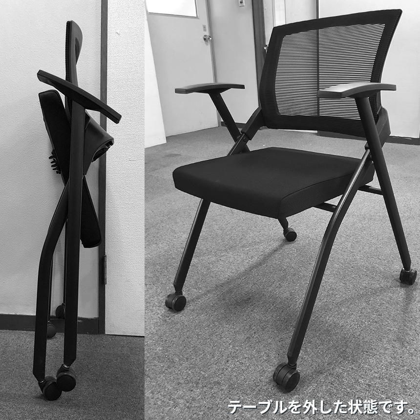 爆買 折りたたみ椅子 テーブル キャスター付き 完成品 2脚セット