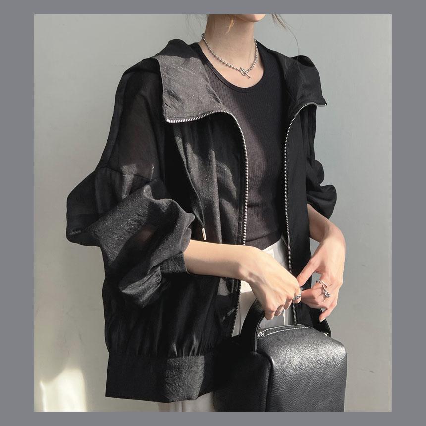 爆買 シアーパーカー 長袖 ゆったり シアー トップス パーカー フード