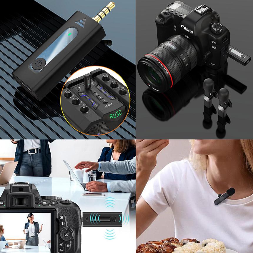 爆買 ワイヤレスマイク ピンマイク 4個セット 3.5mm端子 マイク2個 AUX