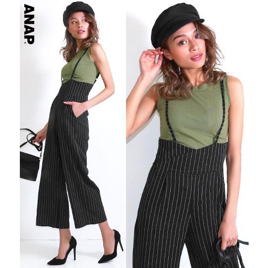 ストライプサスペンダー付ワイドパンツ Anap アナップ お買い得モデル