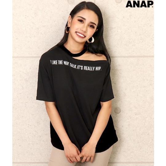 チョーカーネックプリントtシャツ チョーカー ワンショルダー トップス Tシャツ プリントtシャツ 半袖tシャツ ティーシャツ 半袖 カットソー Anap 通販 Paypayモール