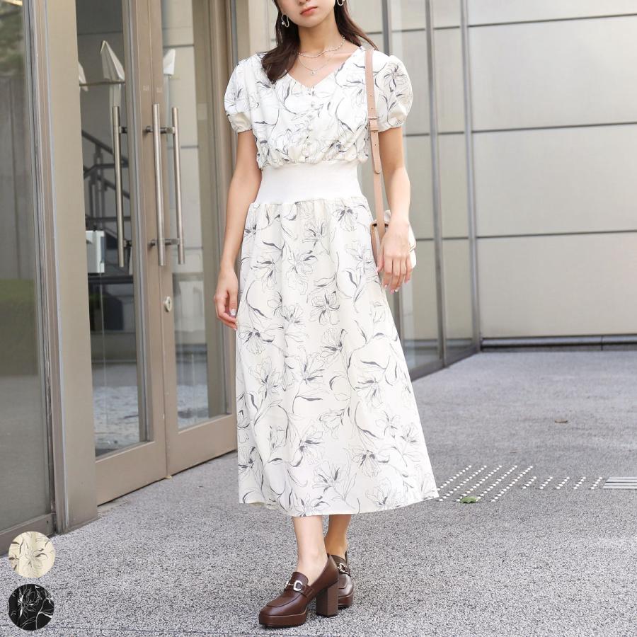 Chille チル ラインフラワーフレアワンピース レディース 春夏 ワンピース ロングワンピ アイボリー ブラック Onesize Anap 通販 Paypayモール