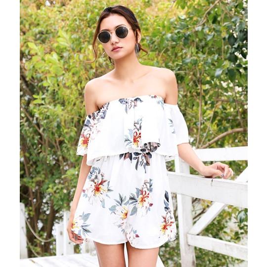 フラワーショートロンパース アナップ ロンパース コンビネゾン オールインワン サロペット ショート サロペ 半袖 オフショルダー オフショル Anap 通販 Paypayモール