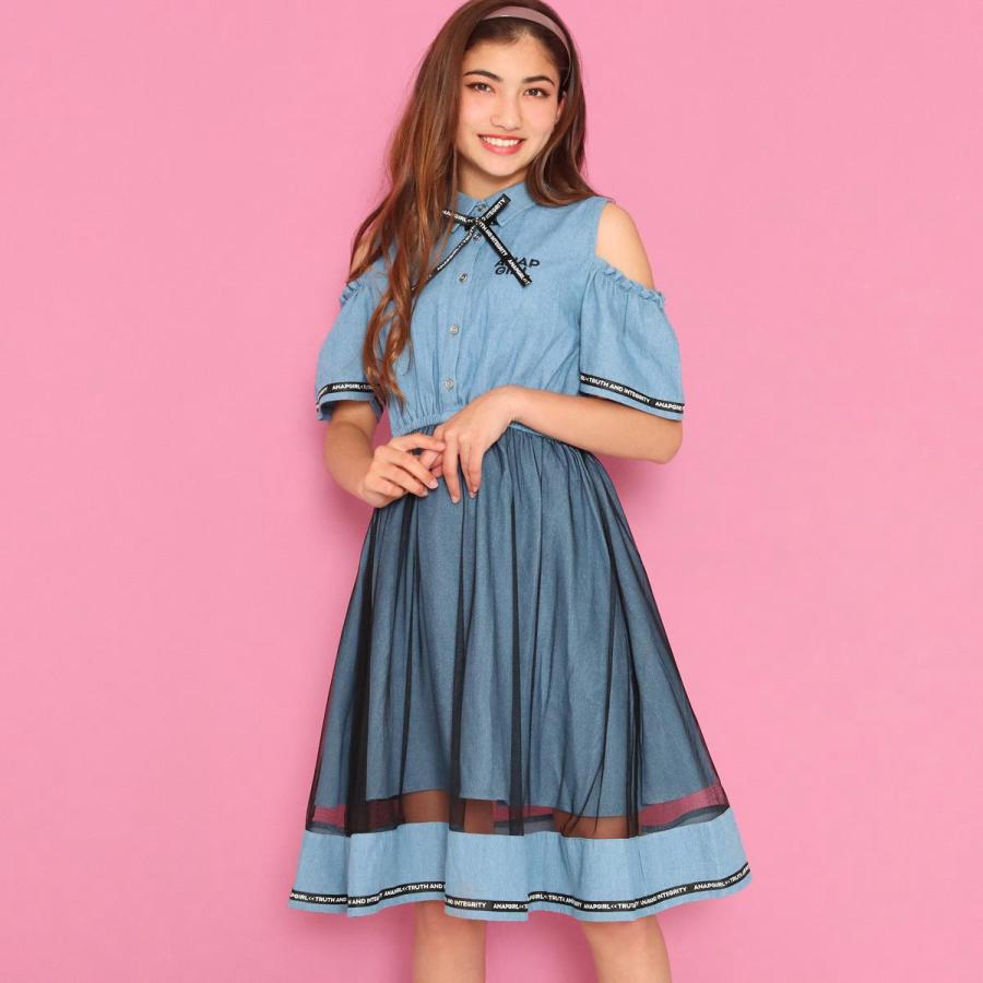 肩あきチュール重ねデニムワンピース Anap Girl アナップガール ワンピース Anap 通販 Paypayモール