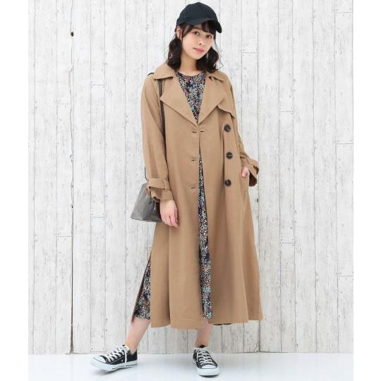 リネンバックギャザートレンチコート ファクター Factor レディース アウター 緑 紫 肌 カーキ パープル ベージュ 春物 春夏 S Anap 通販 Paypayモール