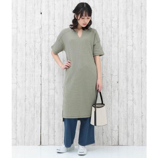 Tcワッフルビックワンピース ワッフルワンピ ワッフル Tシャツ ワンピース スリット ロング ワンピ ミモレ丈ワンピース 半袖 ドロップショルダー Anap 通販 Paypayモール