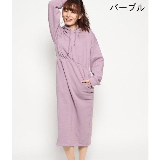 タック ギャザースウェットワンピース パーカーワンピース スウェット ワンピース ロング パーカー ワンピ マキシワンピ ロングワンピ 長袖 無地 Anap 通販 Paypayモール