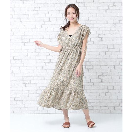 小花柄シャーリングワンピースアウリー Auli レディース ワンピース 緑 紺 Anap 通販 Paypayモール