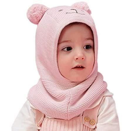 コネクタイル Connectyle 赤ちゃん 幼児 キッズ ニット帽子 可愛い 暖かい 97%OFF ベビー用ハット ピンク フードウォーマー ★日本の職人技★ M 耳あて