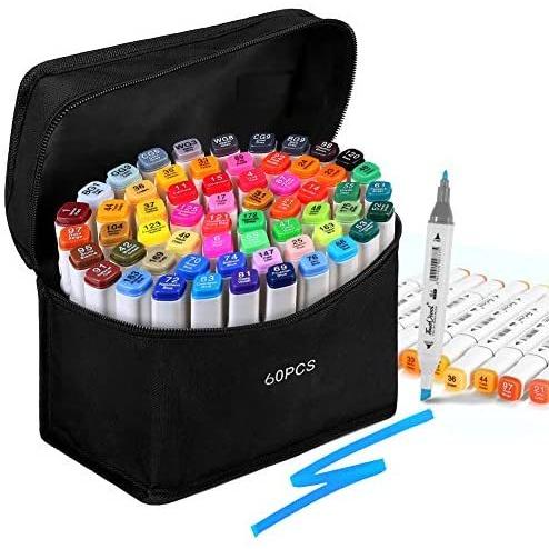 新品本物 イラストマーカー セット 60マーカーペン Ikasus 油性 60本 コミック用 カラーペン アートマーカー 2種類のペン先 イラスト用マーカー Www We Job Com