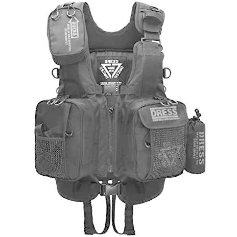 21正規激安 Dress フローティングゲームベスト Air 釣り ライフジャケット 収納 多機能 Fishing ブラック フリー のオシャレな