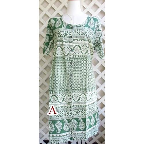 ワンピース 夏物 アッパッパー サマードレス グリーン花柄 半そで 前開き 2 6 12 和服占いインドの店アナルカリ 通販 Yahoo ショッピング