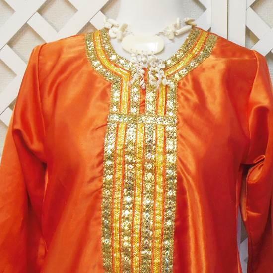 レディース ミニ丈 中東華やかな民族衣装 長袖アバヤ ガラベイヤ