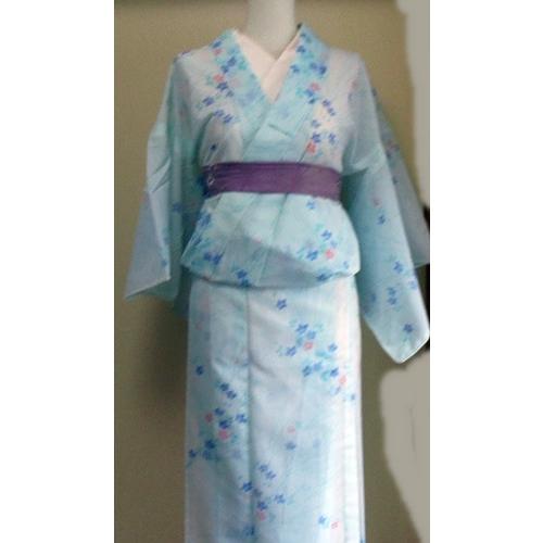 女性用着物 単小紋 水色絽織 Mサイズ 身長157cmの方向け |  | 01