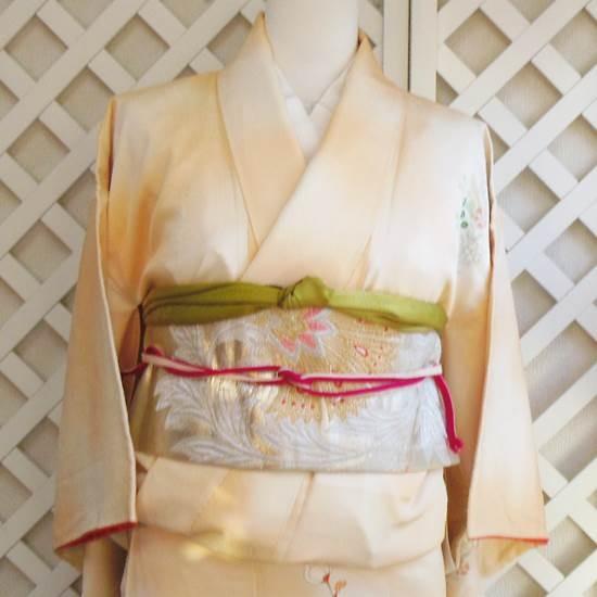 中古着物 和服袷色 付け下げ訪問着 オレンジ 花柄 リサイクル着物 アンティーク 着付け練習用 Aクラス Wa08 アナルカリ 通販 Yahoo ショッピング