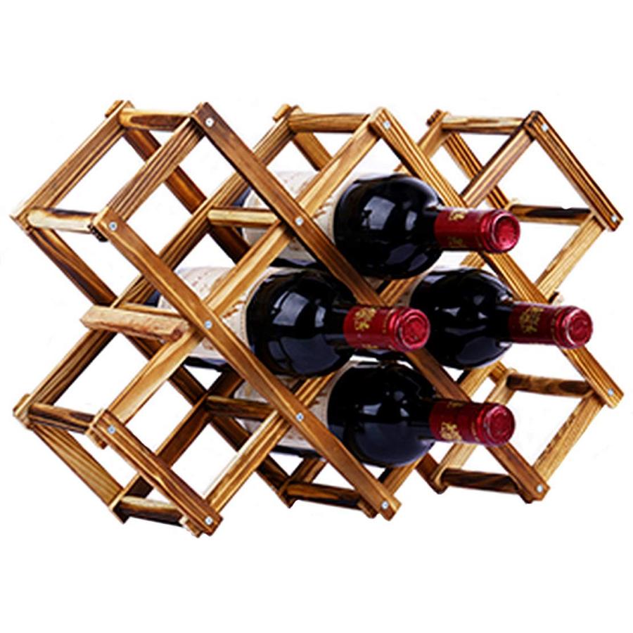 ワインラック ワインホルダー 折りたたみ式 木製 シャンパン ボトル ウッド 収納 10本収納 Anberotta ディスプレイ ケース から