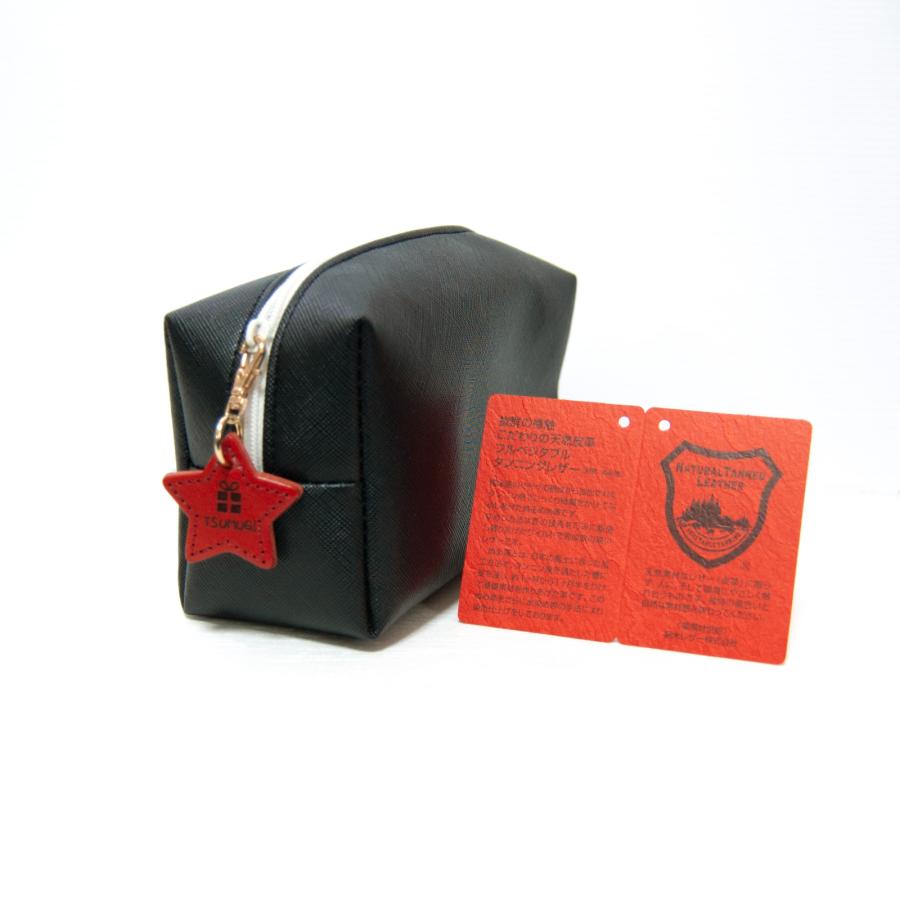 ☆名入れ無料☆栃木レザーを使用した星型キーホルダー☆ファスナーの