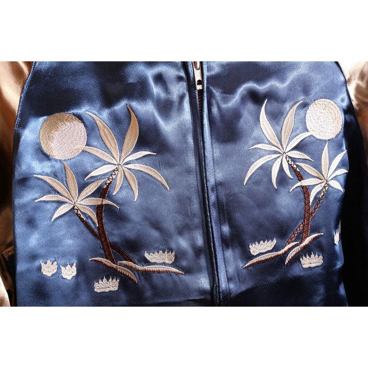 スカジャンハワイ刺繍青色