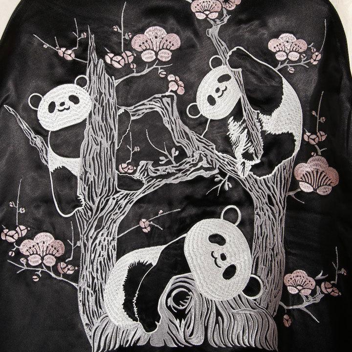 Japanesque ジャパネスク 梅脱力パンダ 和柄 刺繍 スカジャン 3RSJ-755