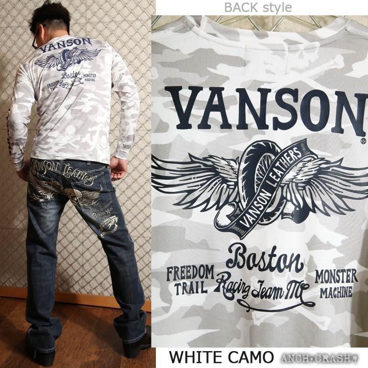 24h限定P最大14倍!4/27pm23:59迄 当店別注!新作 バンソン VANSON ドライ長袖Tシャツ ウィング ACVL-902 吸汗速乾 抗菌防臭 UVカットスタンダードサイズ  ロンT｜anch-crash｜11