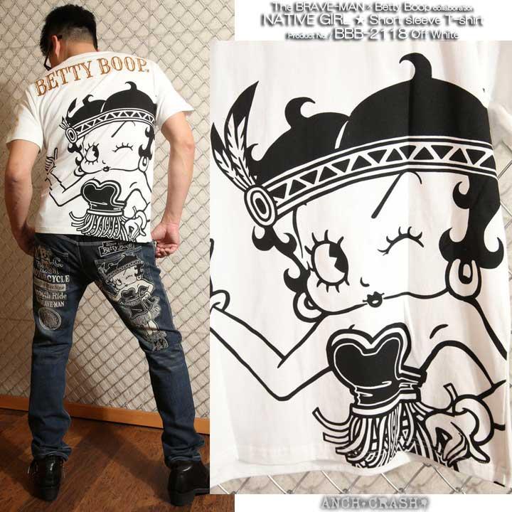 24h限定P最大16倍!5/12pm23:59迄 The BRAVE-MAN ベティブープ 半袖 Tシャツ BBB-2118 ブレイブマン BETTY BOOP 刺繍 ベティちゃん｜anch-crash｜08