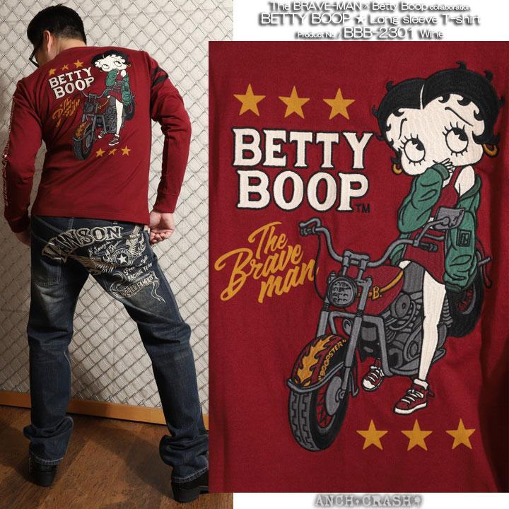 24h限定P最大12倍!5/22pm01:59迄 The BRAVE-MAN ベティブープ ロンT BBB-2301 ブレイブマン BETTY BOOP 刺繍 長袖Tシャツ ベティちゃん｜anch-crash｜19