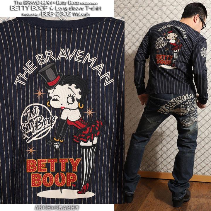 24h限定P最大12倍!5/22pm01:59迄 The BRAVE-MAN ベティブープ ロンT BBB-2302 ブレイブマン BETTY BOOP 刺繍 長袖Tシャツ ベティちゃん｜anch-crash｜10