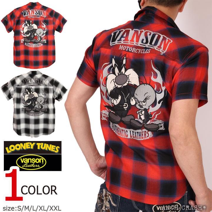 バンソン VANSON ルーニー・テューンズ コラボ レーヨン 半袖チェック