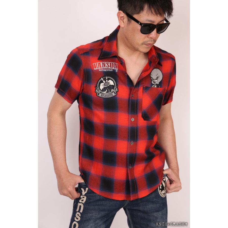 ブルー×レッド バンソン VANSON ルーニー・テューンズ コラボ レーヨン